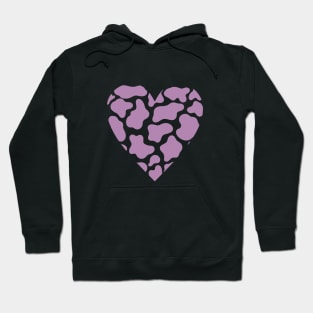 Cow Print Purple Heart Design Hoodie